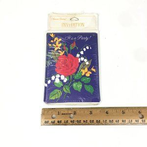 Vtg American Greetings Invitation Its a Party Rose Floral 8 Pack w Card Envelope